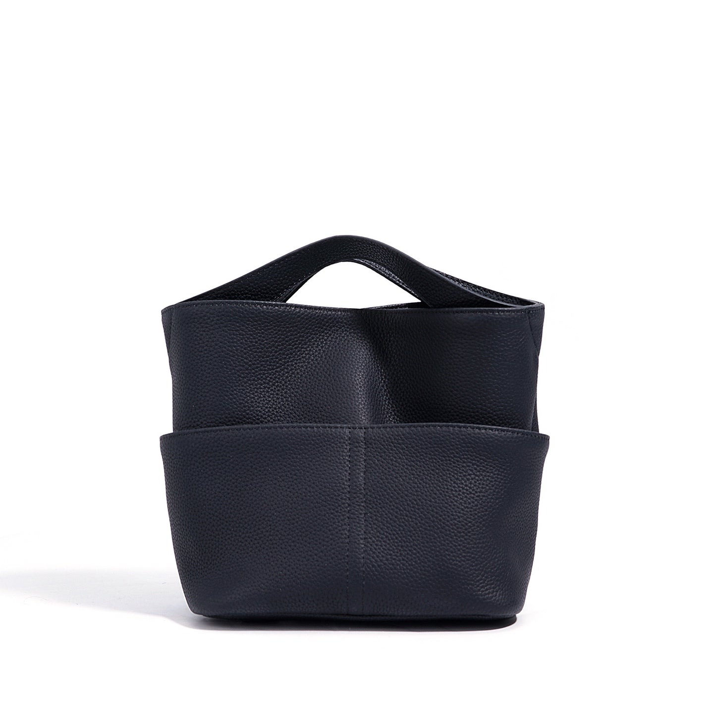 Genuine Cowhide Lightweight Mini Tote Handbag,Adjustable Shoulder Strap Open Top Multi Layer Storage Minimal Daily Womens Crossbody Bucket Bag