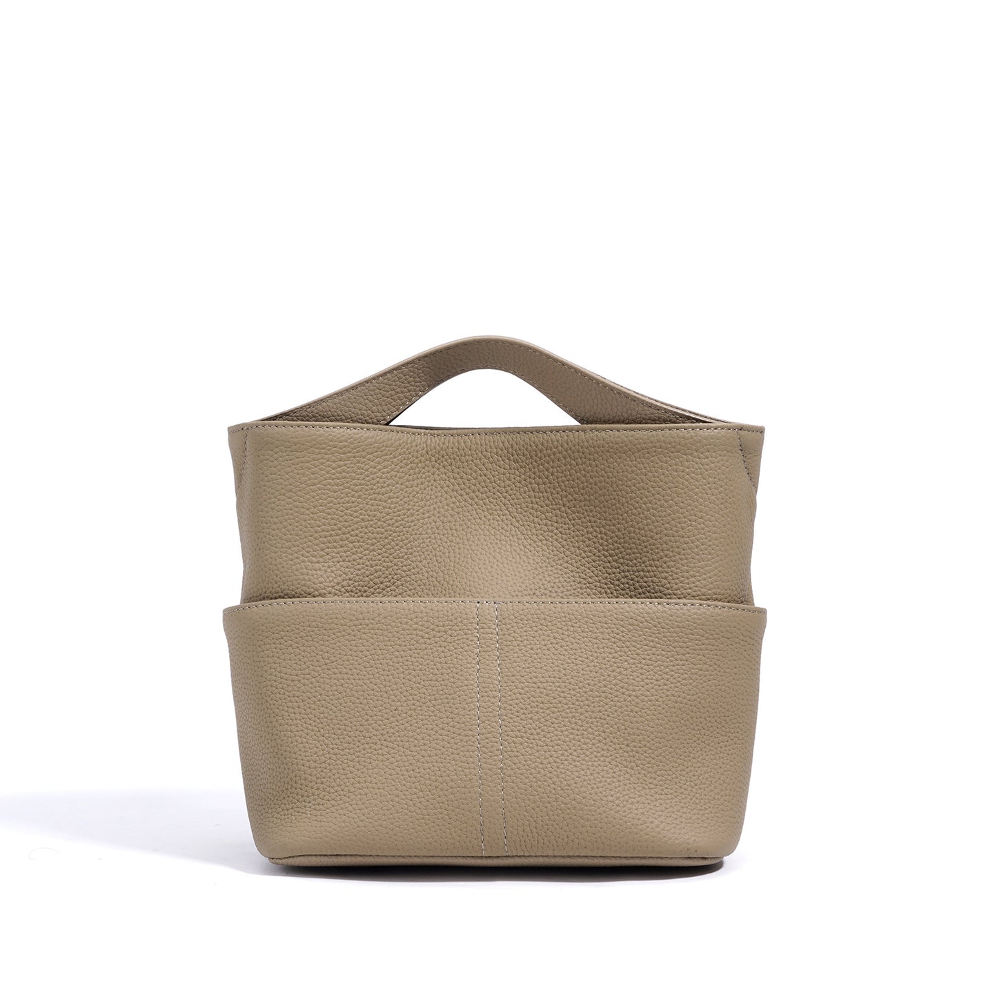 Genuine Cowhide Lightweight Mini Tote Handbag,Adjustable Shoulder Strap Open Top Multi Layer Storage Minimal Daily Womens Crossbody Bucket Bag