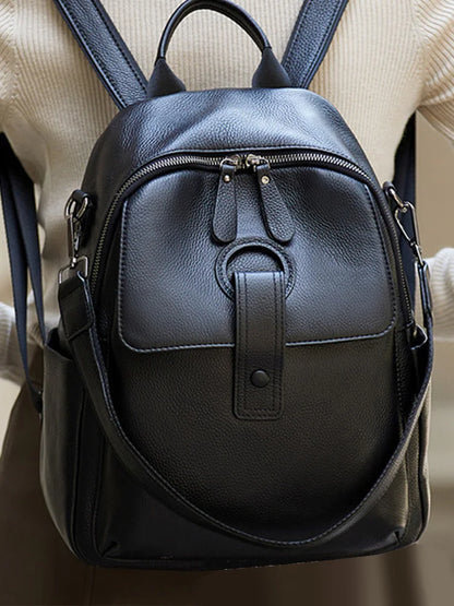 Genuine Cowhide New Women Backpack, Aidrani Fashion Leather Rucksack, Casual Shoulder Bag for Travel Work Daily Use
