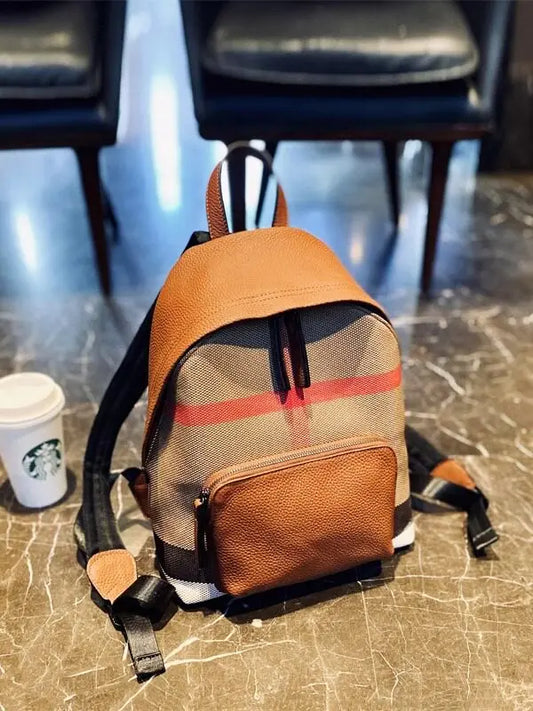 Genuine Cowhide New Casual Backpack, Aidrani Women Plaid Leather Rucksack, Fashion Shoulder Bag for Travel Work