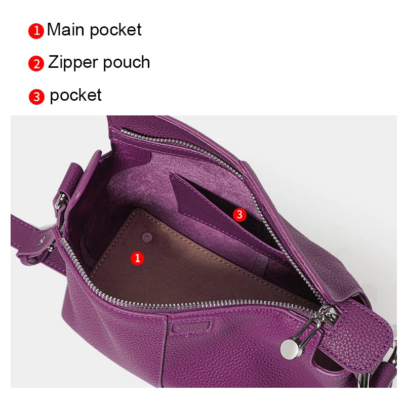 New underarm bag Aidrani top layer cowhide crossbody bag commuting women's versatile handbag genuine leather shoulder bag
