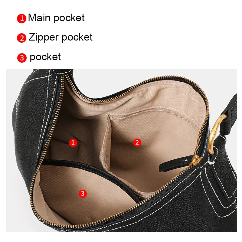 Aidrani 2026 New Style Leather Crescent Underarm Bag for Women, Large-Capacity Versatile Commuter Shoulder Bag for Mothers