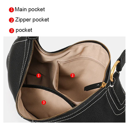 Aidrani 2026 New Style Leather Crescent Underarm Bag for Women, Large-Capacity Versatile Commuter Shoulder Bag for Mothers