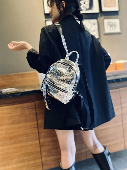 Genuine Cowhide New Women Backpack, Aidrani Plaid Leather Rucksack, Casual Shoulder Bag for Travel Work Daily Use