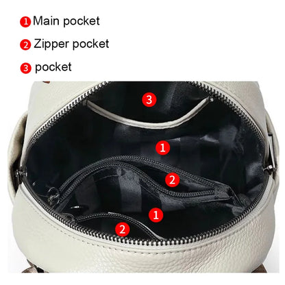 Genuine Cowhide New Women Backpack, Aidrani Fashion Leather Rucksack, Casual Shoulder Bag for Travel Work Daily Use
