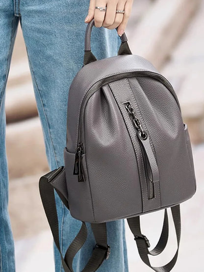 Genuine Cowhide New Women Backpack, Aidrani Fashion Leather Rucksack, Casual Shoulder Bag for Travel Work Daily Use