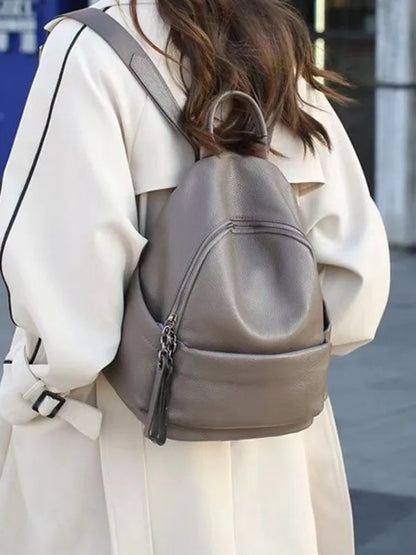 Genuine Cowhide New Travel Backpack, Aidrani Women Leather Rucksack, Casual Shoulder Bag for Work Daily Use