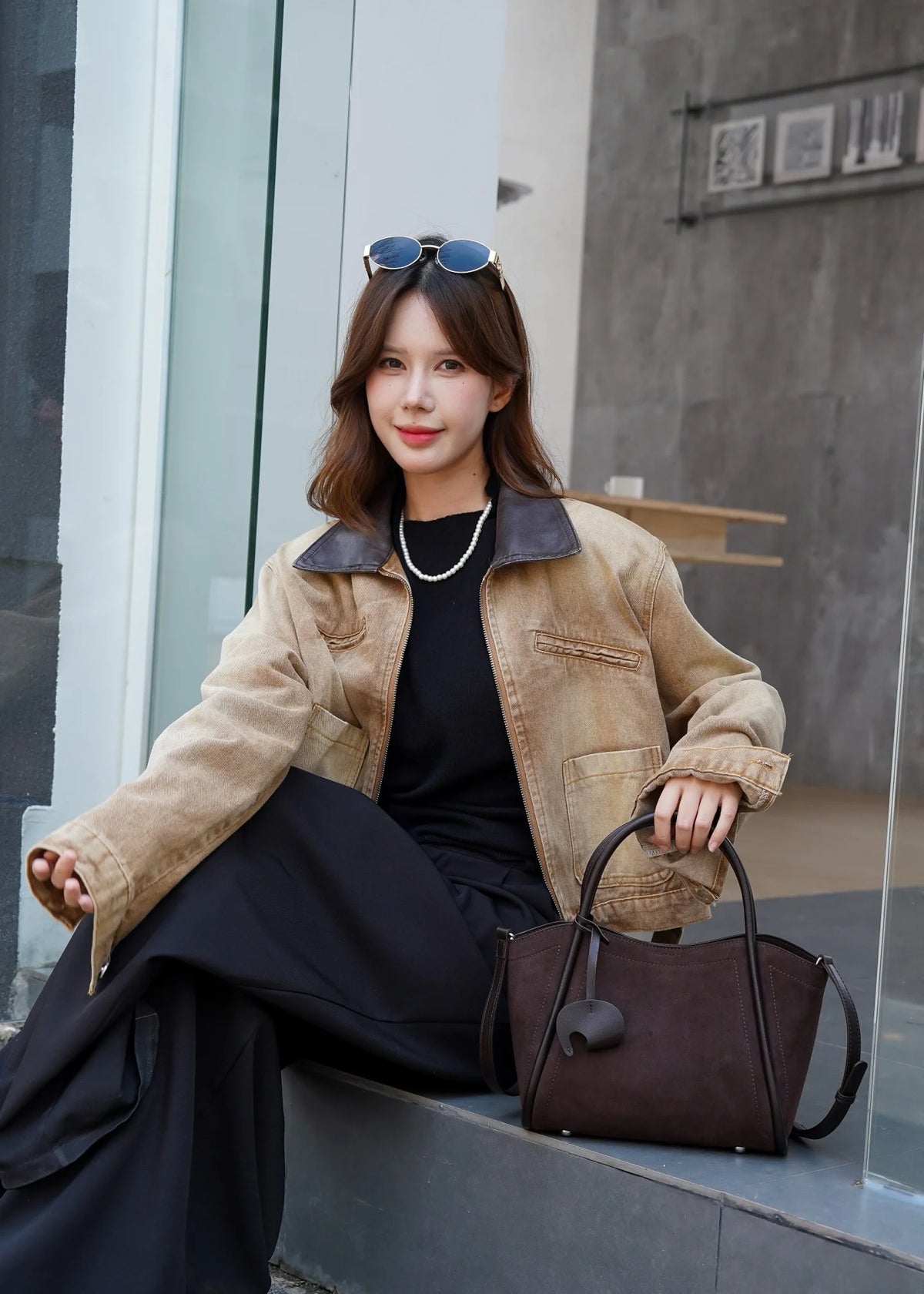 Genuine Top Layer Cowhide Suede Winged Tote Bag, Aidrani Retro Top Handle Handbag,Women Purse with Crossbody Strap for Daily Use