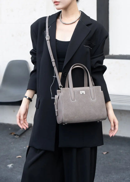 Genuine Top Layer Cowhide Suede Small Square Bag, Aidrani Retro Top Handle Handbag, Women Elegant Purse with Crossbody Strap for