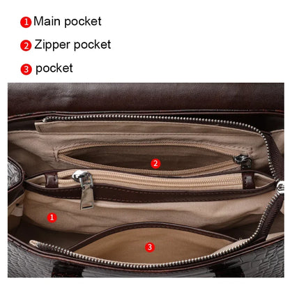 Aidrani 2026 New Style Genuine Leather Bag for Women, Large Capacity Commuter Bag, Crocodile Pattern Shoulder & Handbag
