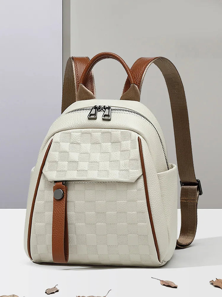 Genuine Cowhide New Women Backpack, Aidrani Fashion Leather Rucksack, Casual Shoulder Bag for Travel Work Daily Use