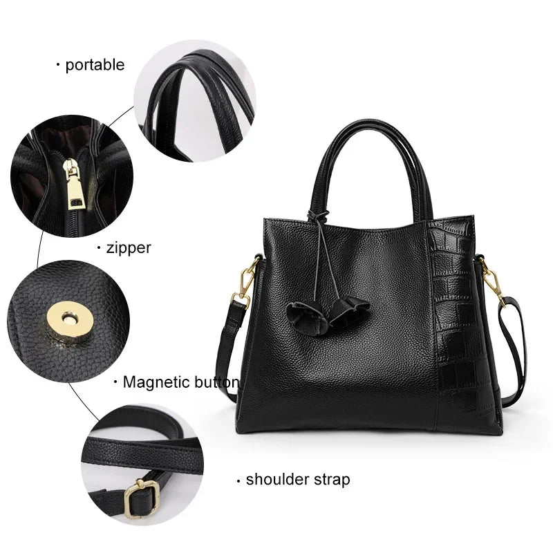 Aidrani 2026 New Stylish Genuine Leather Handbag for Mothers, Large Capacity Premium Leather Crossbody Bag for Women