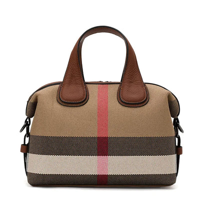 Aidrani 2026 New Checkered Ladies Handbag, Stylish Casual Large-Capacity Genuine Leather Tote Bag, Cowhide Trim Shoulder Bag