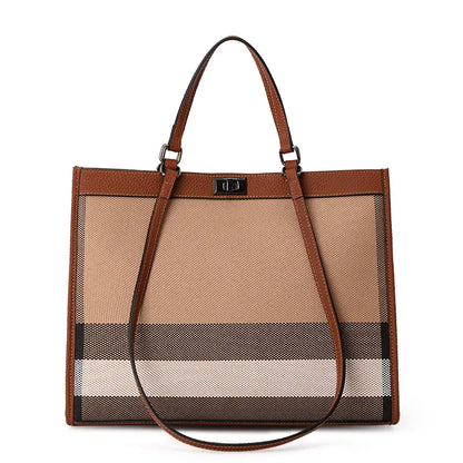 Aidrani 2026 New High-End Ladies Tote Bag, Color-Block Plaid Large-Capacity Handbag, Versatile Mommy Shoulder Bag