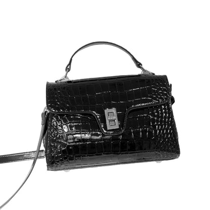 Aidrani Women Crocodile Print Handbag, Genuine Cowhide Top Handle Bag, Designer Crossbody Purse for Work Party Daily Use