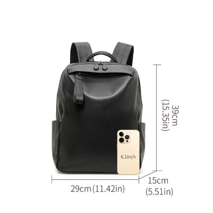 Aidrani First-Layer Cowhide Backpack Men's Large-Capacity Computer Bag Business Travel Leisure Travel Backpack
