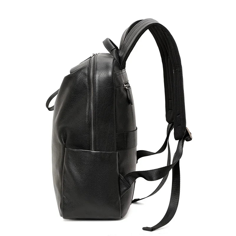 Aidrani First-Layer Cowhide Backpack Men's Large-Capacity Computer Bag Business Travel Leisure Travel Backpack