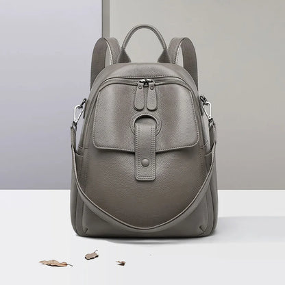 Genuine Cowhide New Women Backpack, Aidrani Fashion Leather Rucksack, Casual Shoulder Bag for Travel Work Daily Use