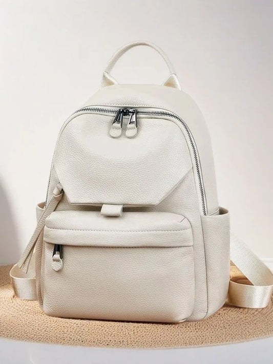 Genuine Cowhide New Women Backpack, Aidrani Fashion Leather Rucksack, Casual Shoulder Bag for Travel Work Daily Use