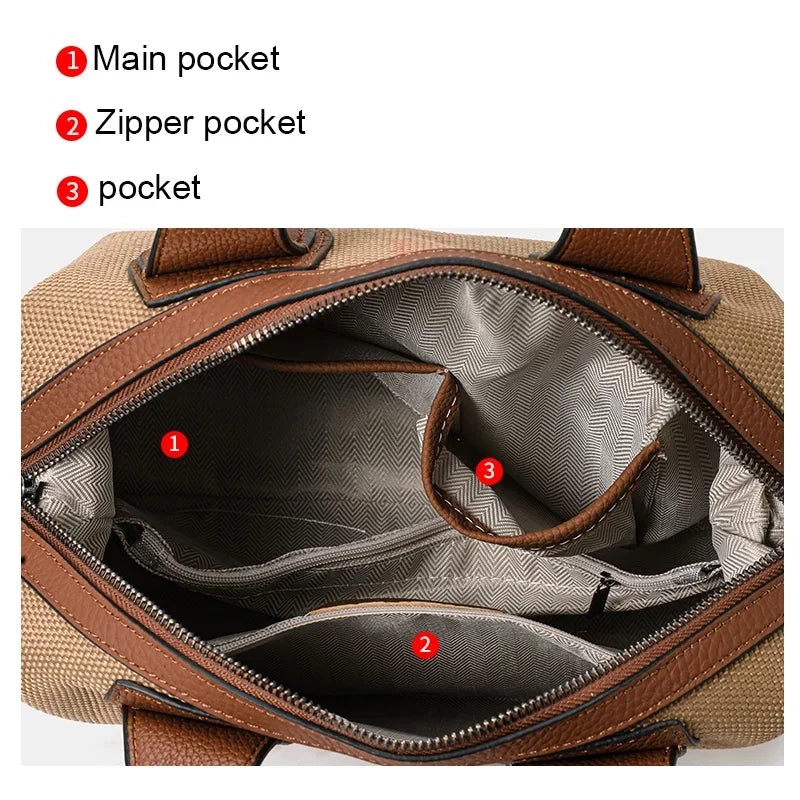 Aidrani 2026 New Checkered Ladies Handbag, Stylish Casual Large-Capacity Genuine Leather Tote Bag, Cowhide Trim Shoulder Bag