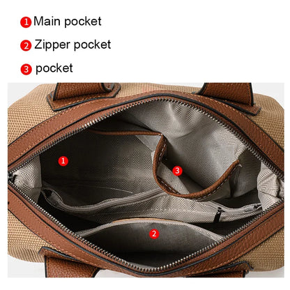 Aidrani 2026 New Checkered Ladies Handbag, Stylish Casual Large-Capacity Genuine Leather Tote Bag, Cowhide Trim Shoulder Bag