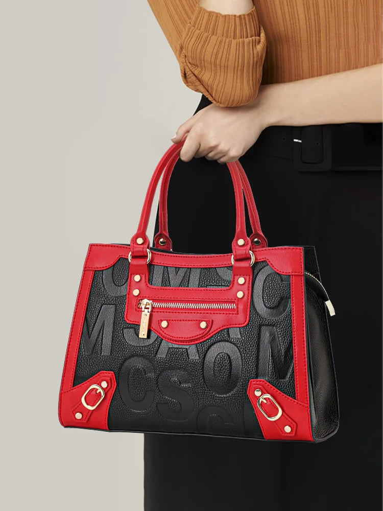 Aidrani 2026 High-End Women's Genuine Leather Cowhide Tote Bag Letter Design Underarm Shoulder Bag Fashion Accessory