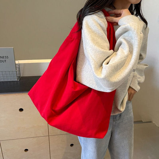 Washed Canvas Wrinkle Hobo Bag, Women's Large Underarm Shoulder Bag, Travel Tote Bag