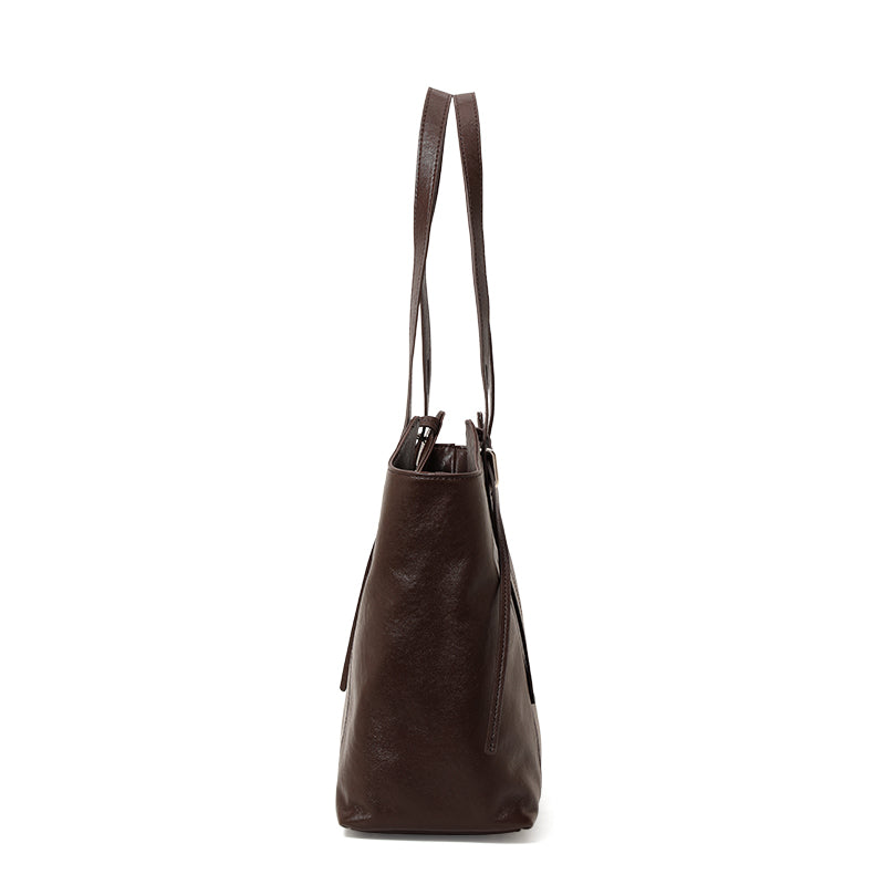 Genuine Cowhide Women Tote Bag,Oil Wax Grain Leather Shoulder Bag,Adjustable Strap Large Capacity Work Handbag