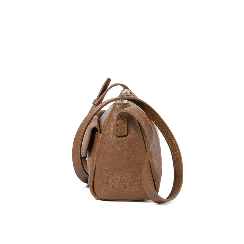 Genuine Cowhide Textured Rectangle Shoulder Bag Women,Adjustable Leather Crossbody Strap Multi Pocket Lightweight Office Handbag