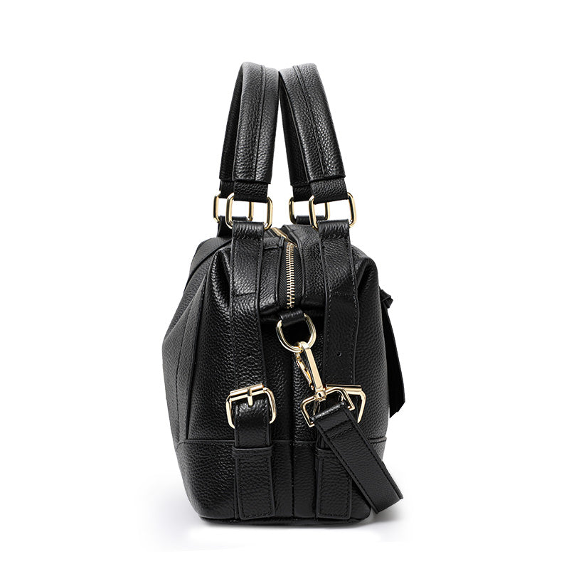 Genuine Cowhide Pebbled Leather Womens Handbag Tote,Soft Large Capacity Detachable Wide Strap Shoulder Crossbody Purse