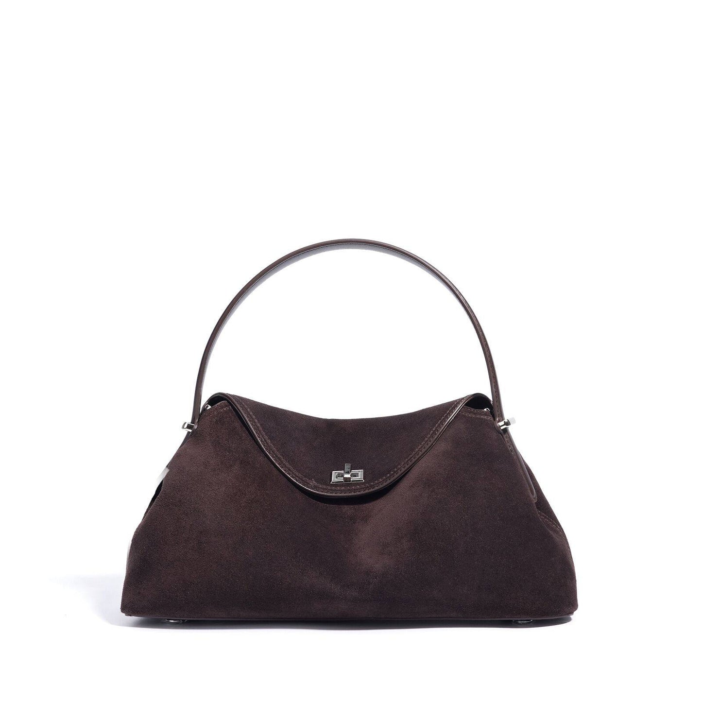 Genuine Cowhide Womens Bag,Suede Flap Hobo Underarm Handbag,Multi Pocket Vintage Daily Shoulder Purse