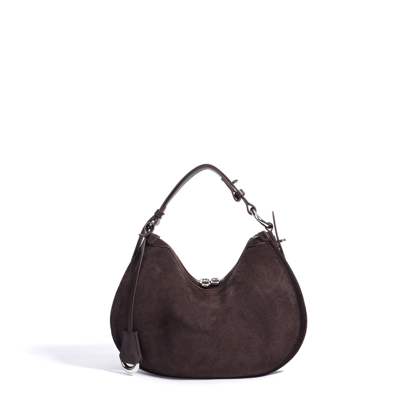 Genuine Suede Cowhide Womens Hobo Bag,Crescent Underarm Purse,Adjustable Strap Vintage Daily Handheld Shoulder Bag