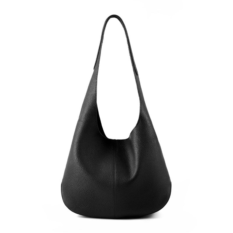 Genuine Cowhide Womens Hobo Tote Bag,Pebbled Grain Combo Shoulder Purse,Large Capacity Commute Mother Daughter Handbag